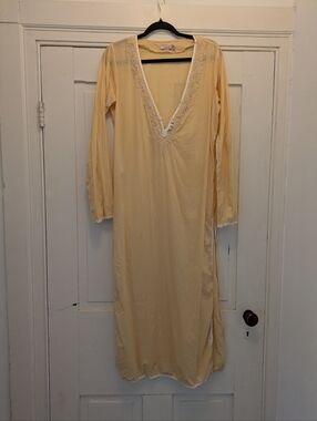 Calypso Christiane Cello 100% Cotton Dress w/ Embroidered Detail & Side Slits- M